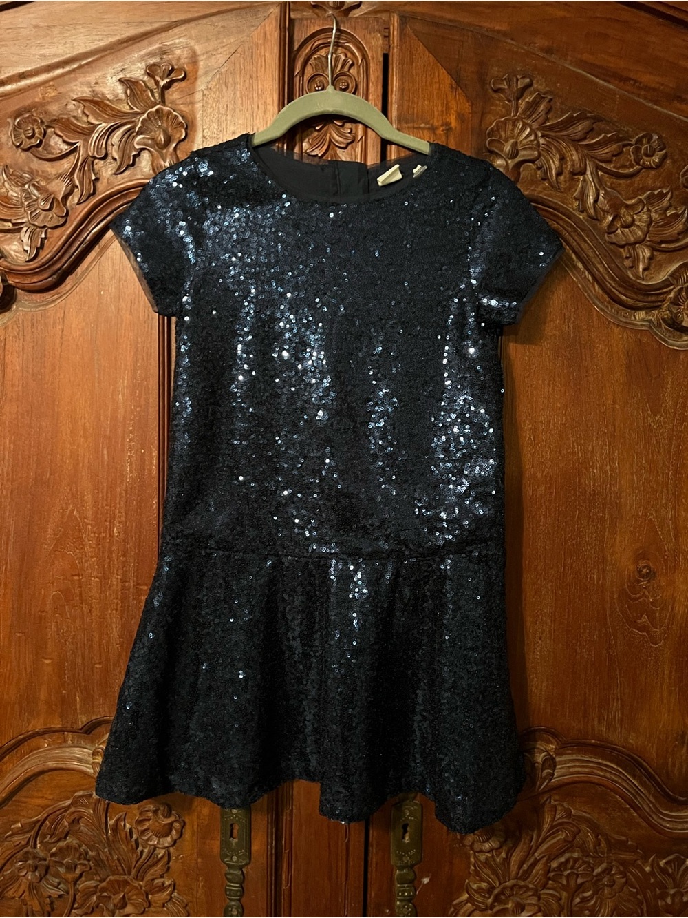 GAP Girls Navy Blue Sequin Short-Sleeve Party Dress size 8